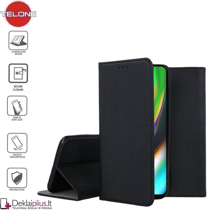 Telone smart magnet serijos atverčiamas dėklas - juodas (Motorola Moto G9 Plus) Telone smart magnet serijos atverčiamas dėklas - juodas (Motorola Moto G9 Plus)